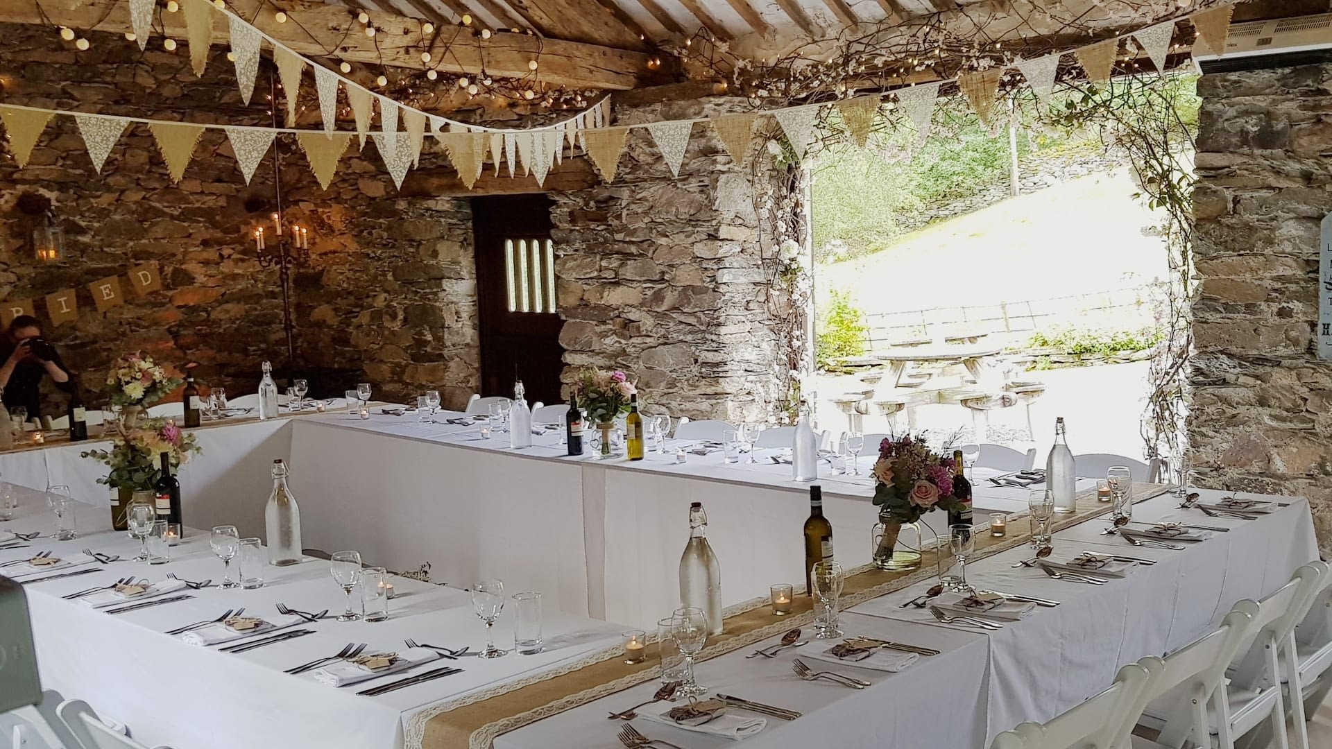 Rustic Barn Wedding Breakfast Set Up