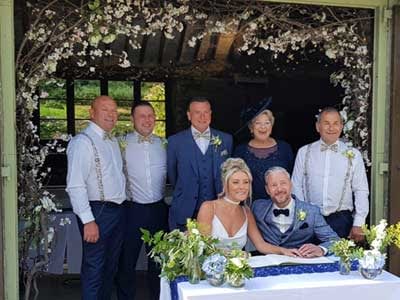 Legal Wedding Ceremony and signing the register outside the barn at Cote How