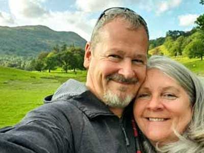 Steve and Caroline in Rydal Field for the Sheep dog trials