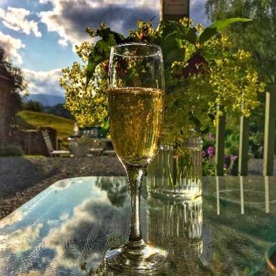 relaxing in the gazebo with a glass of bubbly!