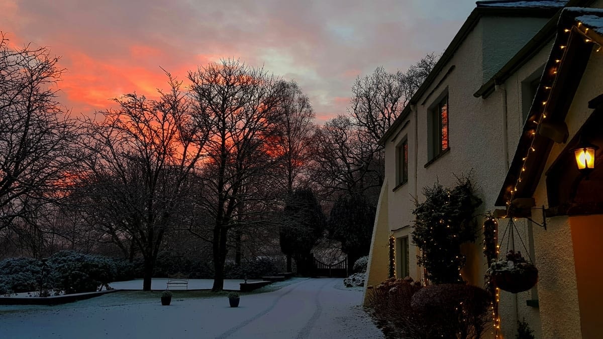 Winter Sunrise at Small Lake District Wedding Venue