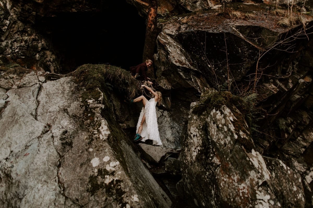 Rock Climbing Couple at their Lake District Adventure Wedding