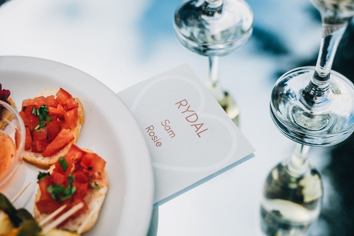 Canapes and Proseeco toast set out in household bubbles in Covid-Secure Wedding Venue