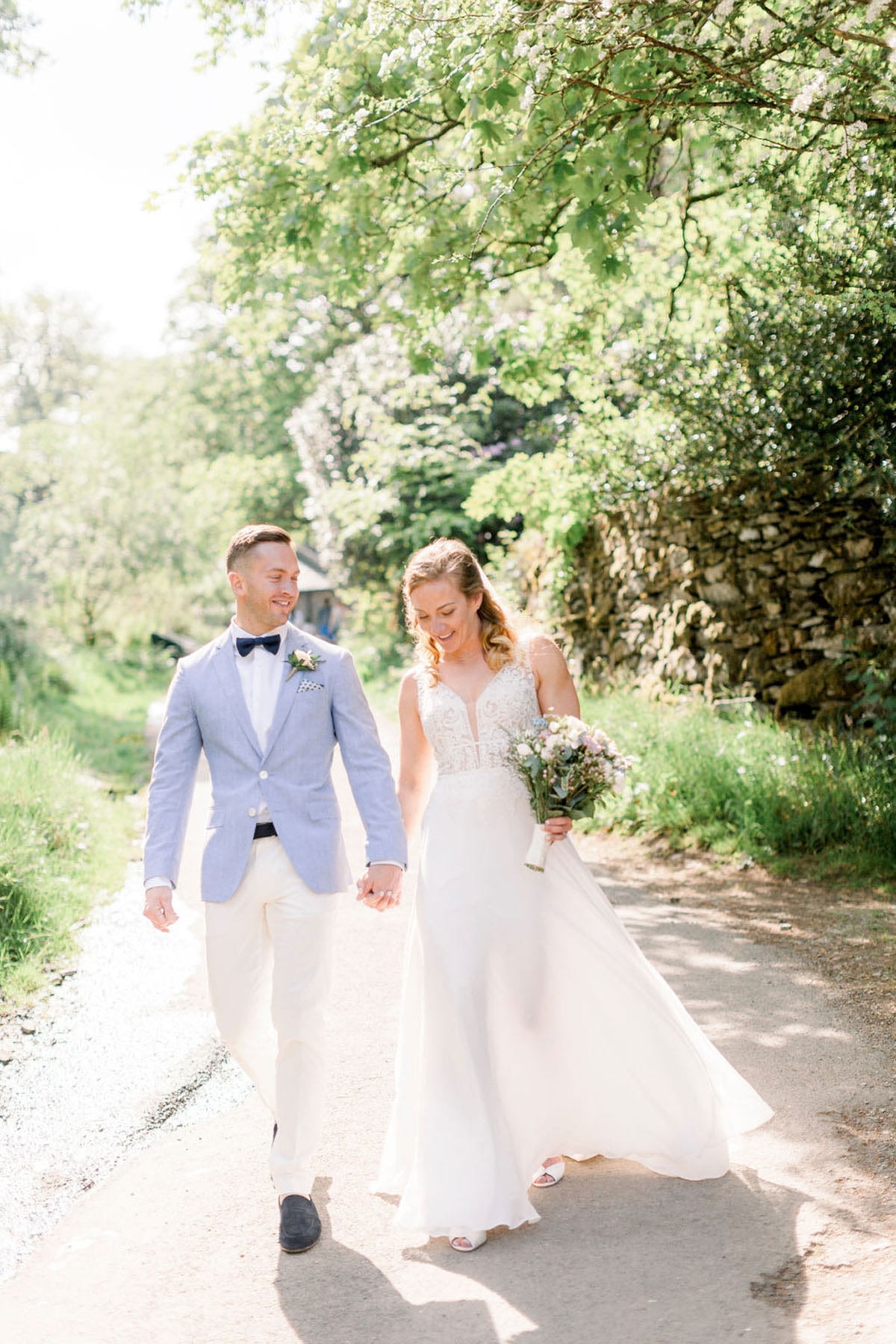 Bride and Groom newly married at small lakeland venue