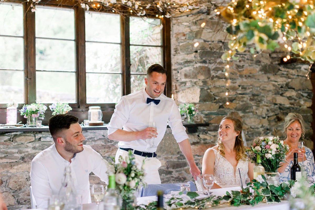 Grooms speech at initmate family barn wedding