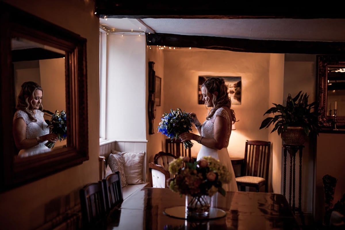 Bride waiting in Cote How front room