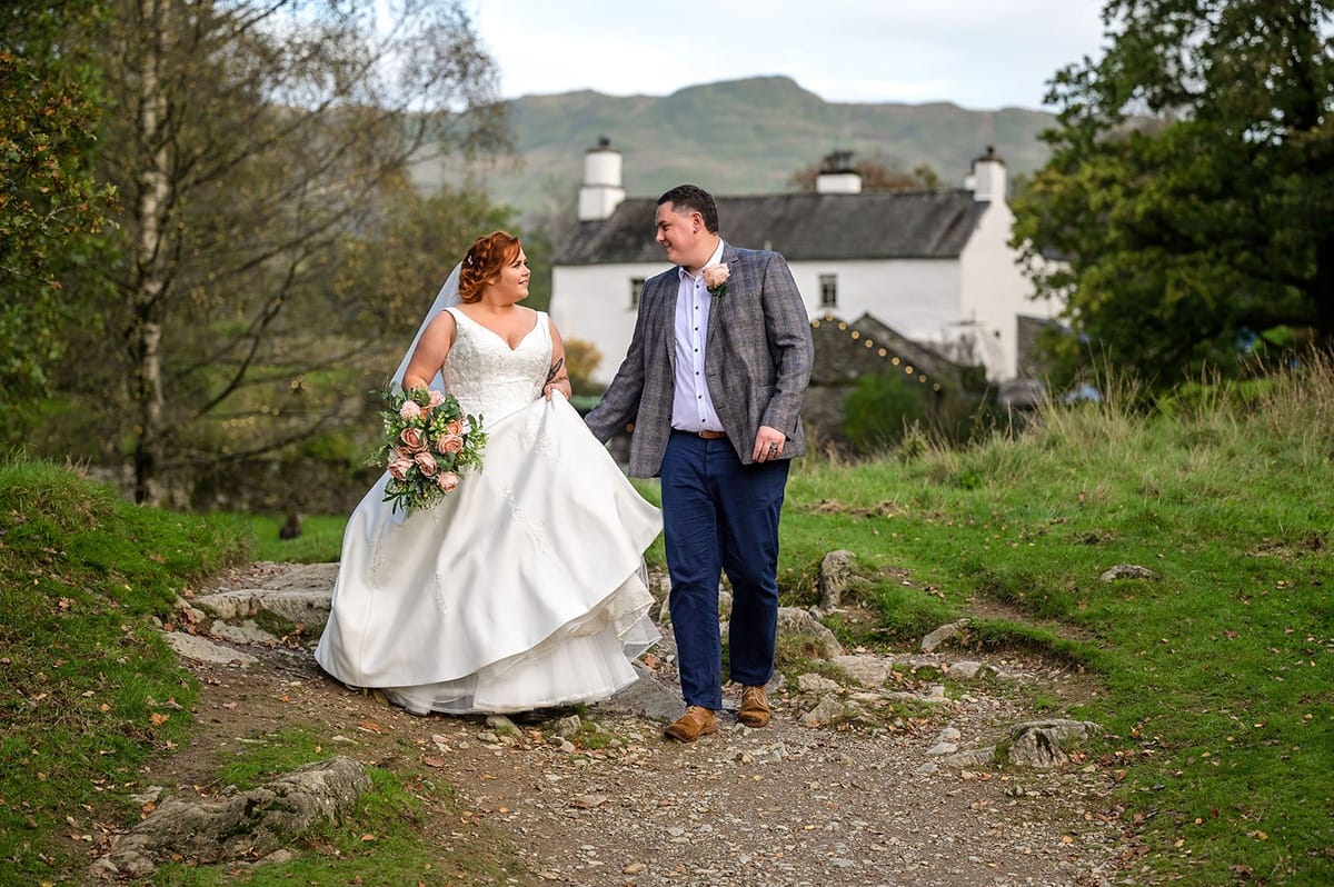 Cote How elopement couple walking to Rydal Water