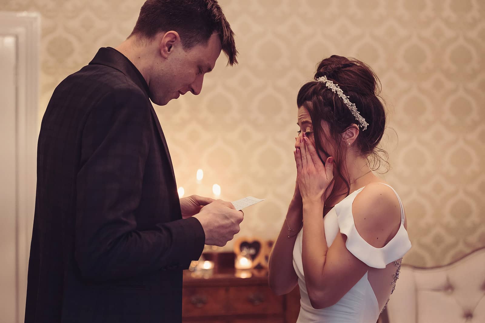 An emotional moment during the wedding ceremony